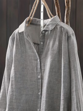 Plus Size, Vintage Long Sleeve Shirt, Casual Top