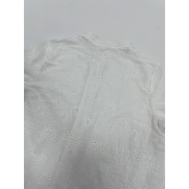 Women's Elegant Semi-Sheer Lace Blouse - Lightweight Breathable Long Sleeve Button-Up Shirt with Stand-Up Collar, Solid Color Machine Washable Plus Size Top for Spring Summer Casual & Formal Wear, Lace Shirt, Delicate Fabric Design