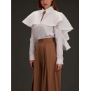 Plus Size, Plus Size Women's Elegant Long Sleeve Blouse with Oversized Collar & Ruffled Mandarin Collar - Semi-Sheer Wrinkle-Resistant-Like Smock Jacket-like Top, Hand Washable All-Season Professional Shirt (No Elasticity) for Office