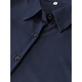 Plus Size, New Fashion Plus-Size Women's Shirt with Buttoned Tail Hem, Foldable Cuffs, Loose Fit, and Elegant Style