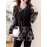 [Floral Print Blouse] Plus Size, Plus Size Floral Print Long Sleeve Shirt - Elegant Loose Fit H-Line Blouse With Contrast Collar & Drawstring Waist, Machine Washable Spring/Fall Top For Women, Casual Chic Wear, Sophisticated Pullover, Quality Casualwear