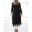 [Elegant Plus Size Dress] Elegant Plus Size Women's Long Sleeve Maxi Dress | Black & Lace Contrast, Flowy Formal/Everyday Dress with Round Neck, Machine Washable Non-See-Through Fabric for Parties, Office, Casual Outfits, Everyday Elegance, Sophisticated Style