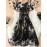 Elegant V-Neck Short Sleeve Floral Print Pleated Dress with Belt - Polyester, Black/White/Gray, Spring/Autumn, Casual & Semi-Formal Occasions, Cute Dresses