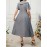 Elegant Pleated Midi Dress, Polyester 95% Spandex 5% Blend, Short Sleeve Tunic with Contrast Lapel Collar, Loose Fit Solid Color, Non-Stretch Fabric, Spring/Summer Casual Weekend Wear