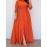 Plus Size - Elegant Plus Size Women'S Dress - Vibrant Orange, Long Sleeve, Button-Up, Flowy A-Line Silhouette, Non-Stretch Fabric, Perfect for Casual or Formal Occasions, Casual Dressing | Vibrant Orange Dress | Nonstretch Fabric, Orange Dresses For Women, Orange Maxi Dress, Orange Dress Long, Dresses For Women Plus Size, Plus Size Women Dresses, Women Dresses Large Sizes, Dresses For Plus Women, Ladies Dresses, Plus Size Women Elegant Dresses, Dresses For
