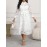 Elegant White Lace Midi Dress with 3/4 Sleeves and Belt Detail, Button-Up Front, Breathable Fabric, Perfect for Casual or Semi-Formal Occasions, Lace Dress, Occasion Wear, Nontransparent Fabric
