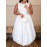 Plus Size, Women's Elegant Sleeveless Round Neck Formal Party Mini Dress - A-Line Silhouette with Flared Skirt, Machine Washable White Evening Gown for Weddings, Proms & Special Occasions, All-Season Wear