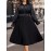 [Plus Size Elegant Dress] Plus Size, Autumn and Winter Fashion Casual Long-Sleeve Pleated Elegant Dress
