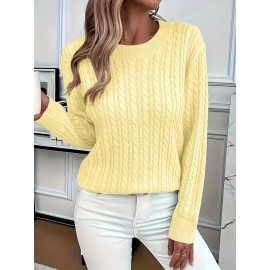 Plus Size - Plus Size, Plus Size Women'S Elegant Solid Color Round Neck Sweater - Turquoise All-Season Layering Essential, Soft Durable Fabric, Versatile Casual & Formal Wear, Cute Style, Comfort Fit, Classic Design, Fashion Pullover for Office Outfits