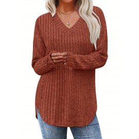 Plus Size, 3pcs Women's Oversized Sweater Set - All-Season V-Neck Sweaters in Beige/, Grey & Dark Brown - Loose-Fit Tunic Tops (Casual to Formal) - Machine Washable Cozy Knitwear for Fall Winter Layering