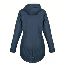 Plus Size, Women's Plus Size Winter Warm Full-Zip Hooded Parka Jacket with Pockets - Thick Outerwear Coat for Cold Weather, Machine Washable, Casual Winter Outer Layer (Blazer/ Style) for Fall & Winter Season, Solid Color Coat for Daily