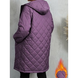Plus Size, Women's Oversized Elegant Hooded Full-Zip Windproof Winter Coat - Heavy-Duty Warm Outer Jacket with Full-Length Zipper, Machine Washable & All-Season Pockets - Navy Blue/Black/Other Colors Available - Plus Size Available - Stylish Winter Outerwear with Hood, Solid Color Design, and Functional Pockets for Casual or Formal Wear, Plus Size Winter Jacket for Women, Winter Clothes for Women Plus Size, Jacket for Women Winter, Women Winter Jacket Plus Size,