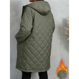 Plus Size, Women's Oversized Elegant Hooded Full-Zip Windproof Winter Coat - Heavy-Duty Warm Outer Jacket with Full-Length Zipper, Machine Washable & All-Season Pockets - Navy Blue/Black/Other Colors Available - Plus Size Available - Stylish Winter Outerwear with Hood, Solid Color Design, and Functional Pockets for Casual or Formal Wear, Plus Size Winter Jacket for Women, Winter Clothes for Women Plus Size, Jacket for Women Winter, Women Winter Jacket Plus Size,