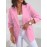 [Plus Size, Women's Pink Blazer] Plus Size, Women's Plus Size Pink Blazer - Elegant Lapel Collar Single/Breasted Lapel Jacket with Double-Button Closure, Structured H-Line Fit Longline Tailored Blazer for Professional & Formal Events, Machine Washable - Solid Pink Women's Suit (No Belt Required) - All-Season Wear, Solid Color, Structured Fit, Button Detailing, Suitable for Plus Size, Chic & Professional Blazer for Women