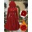 [Plus Size Christmas Coat] Christmas Women's Plus Size Coat | Elegant Double-Breasted Hooded Fleece-Style Polyester Coat with Ribbed Cuffs & Hem, Machine Washable Winter Outerwear for Holiday Parties & Cold Weather