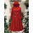 [Plus Size Christmas Coat] Christmas Women's Plus Size Coat | Elegant Double-Breasted Hooded Fleece-Style Polyester Coat with Ribbed Cuffs & Hem, Machine Washable Winter Outerwear for Holiday Parties & Cold Weather