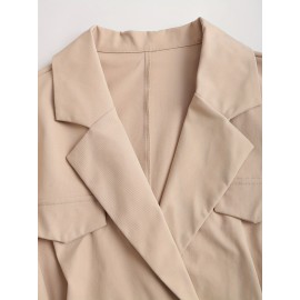 Plus Size - Women'S Elegant Trench Coat - Structured Lapel Collar, Button Front Closure, Non-Stretch Fabric, Chic Office to Party Outerwear for Women, Spring/fall Everyday & Formal Events, Spring Outerwear, Classic Design