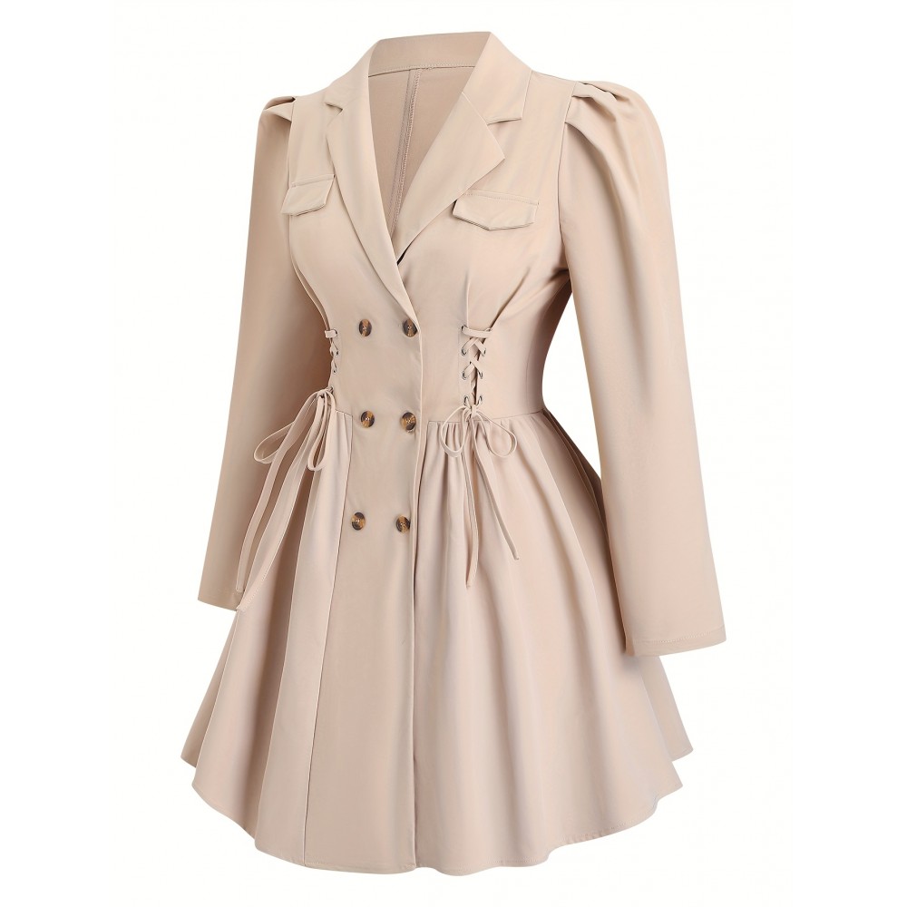 Plus Size - Women'S Elegant Trench Coat - Structured Lapel Collar, Button Front Closure, Non-Stretch Fabric, Chic Office to Party Outerwear for Women, Spring/fall Everyday & Formal Events, Spring Outerwear, Classic Design
