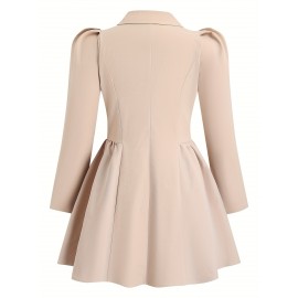 Plus Size - Women'S Elegant Trench Coat - Structured Lapel Collar, Button Front Closure, Non-Stretch Fabric, Chic Office to Party Outerwear for Women, Spring/fall Everyday & Formal Events, Spring Outerwear, Classic Design